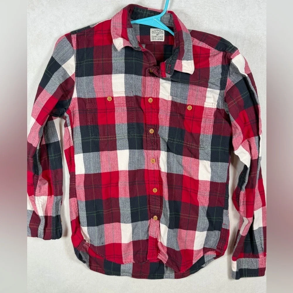 Lot of 3 J. Crew Size Medium Casual Flannel Plaid Shirts - Green, Red, Blue